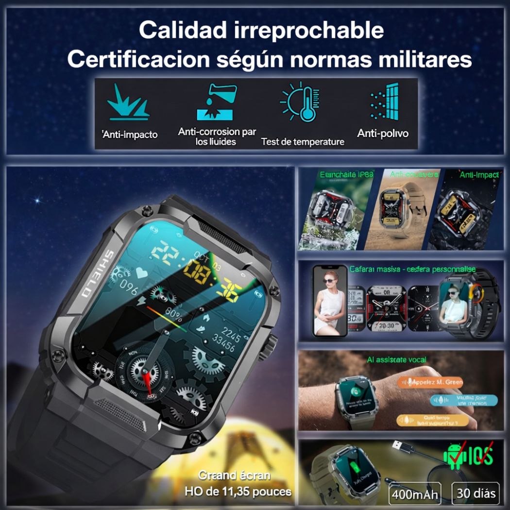 POWER SHIELO | Nuevo Reloj Inteligente Militar de Alta Gama 2026