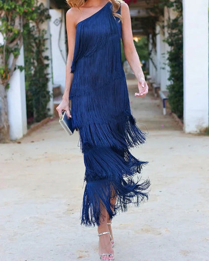Laura | Vestido largo con flecos