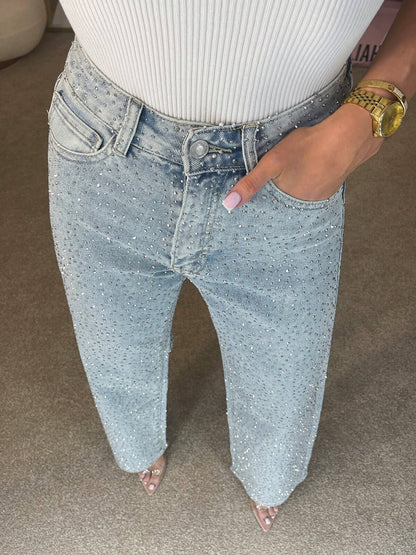 Yeka™ | Jeans de pierna recta con diamante