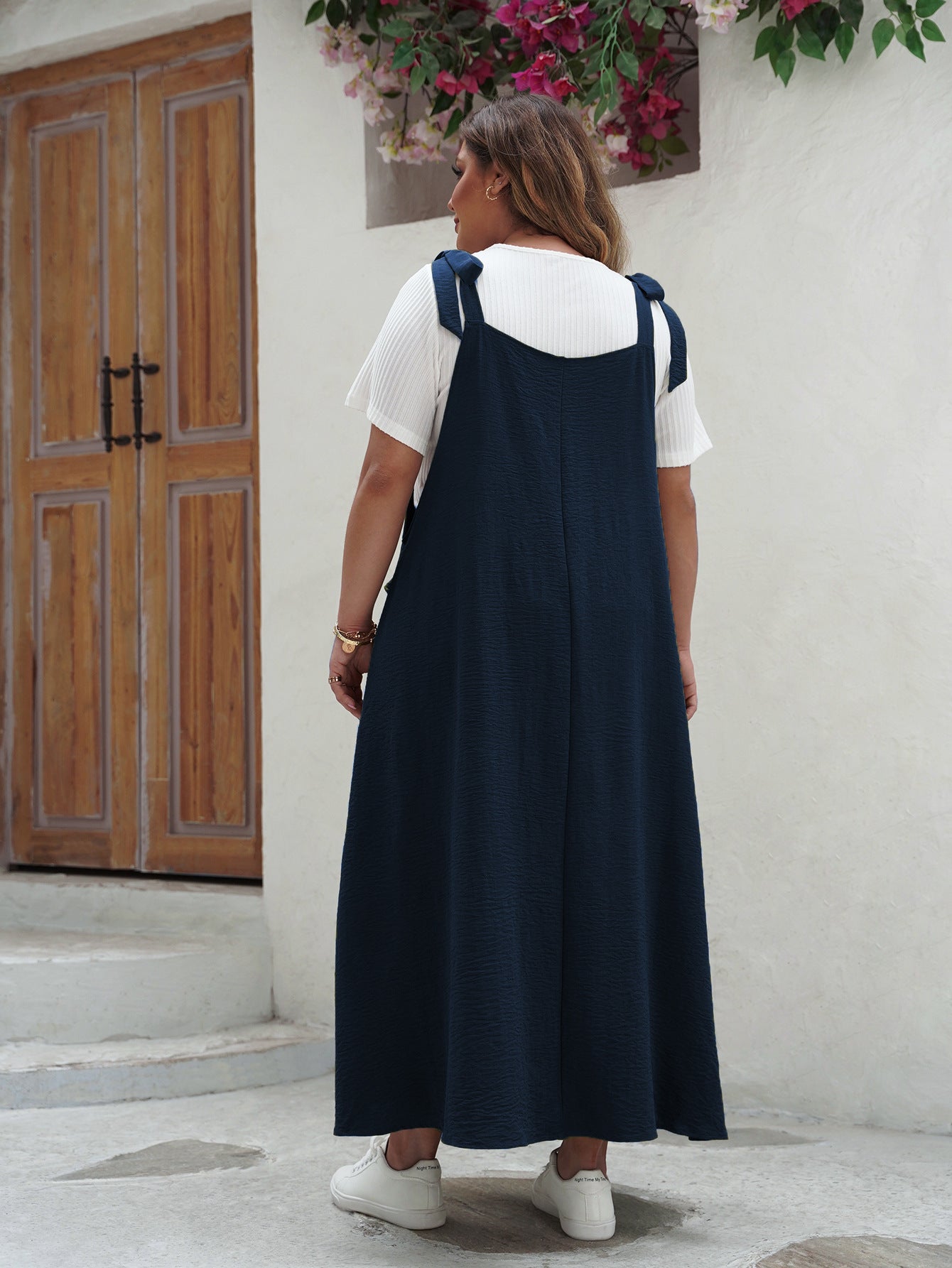 Pure Color Loose Fit Printed Sleeveless Maxi Dress | Nomadzens