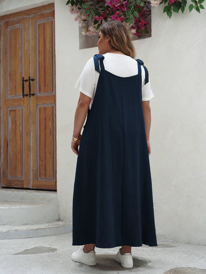 Pure Color Loose Fit Printed Sleeveless Maxi Dress | Nomadzens