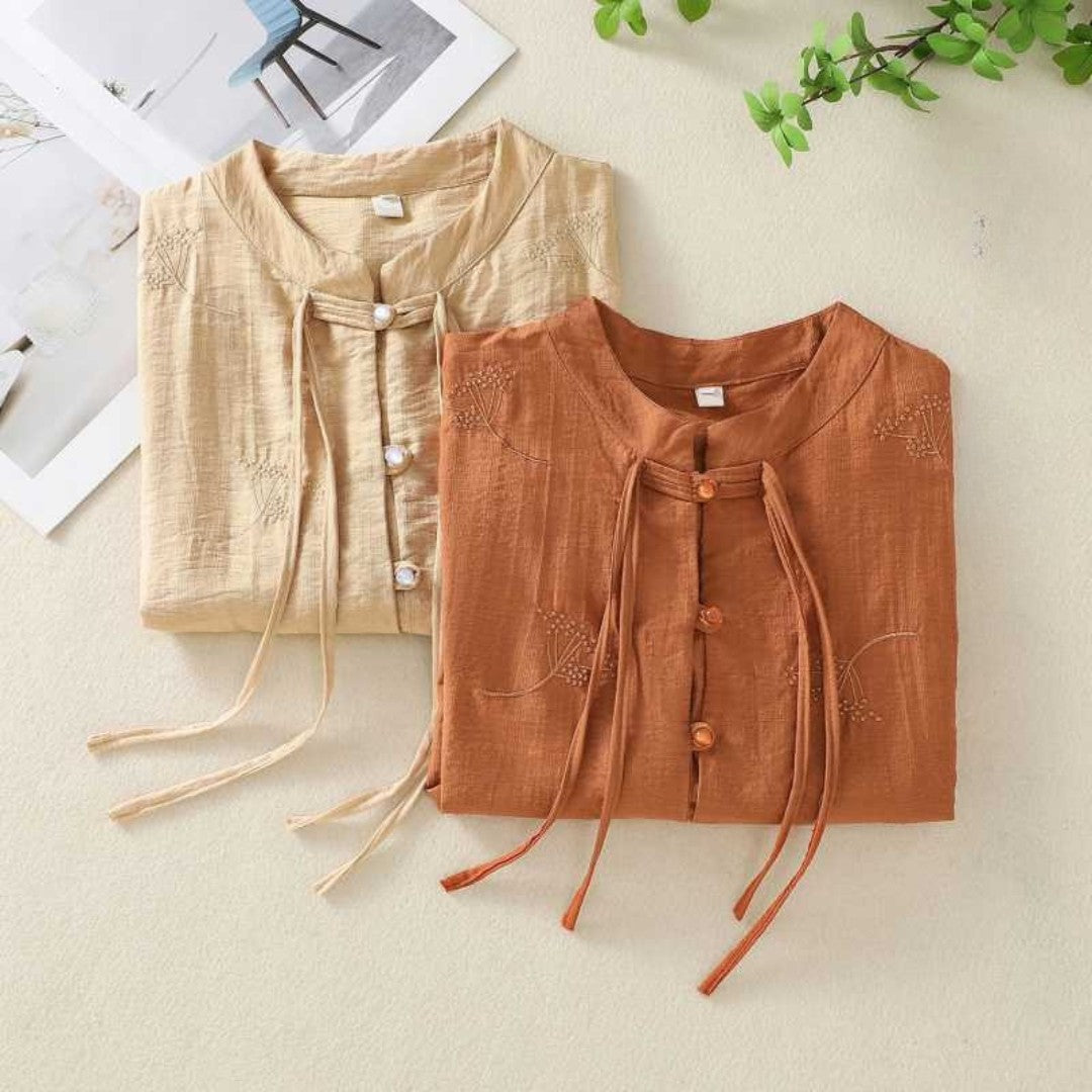 Vélemor | Bluse mit Stehkragen und Knopfleiste