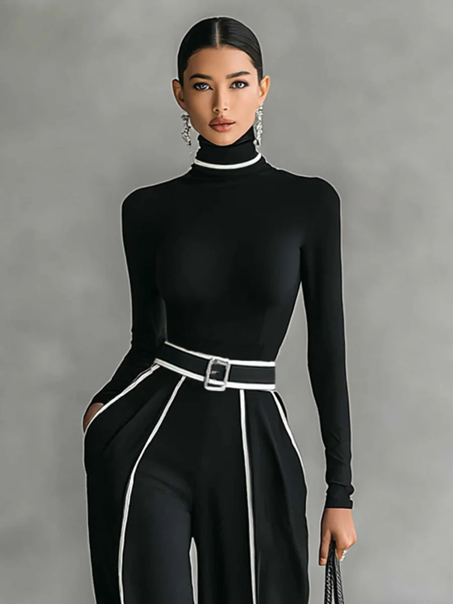 LARA™ | Conjunto Elegante de Dos Piezas con Cinturón Contrastado