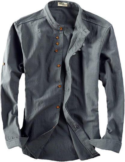 Camisa de lino con cuello mao