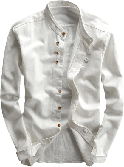 Camisa de lino con cuello mao