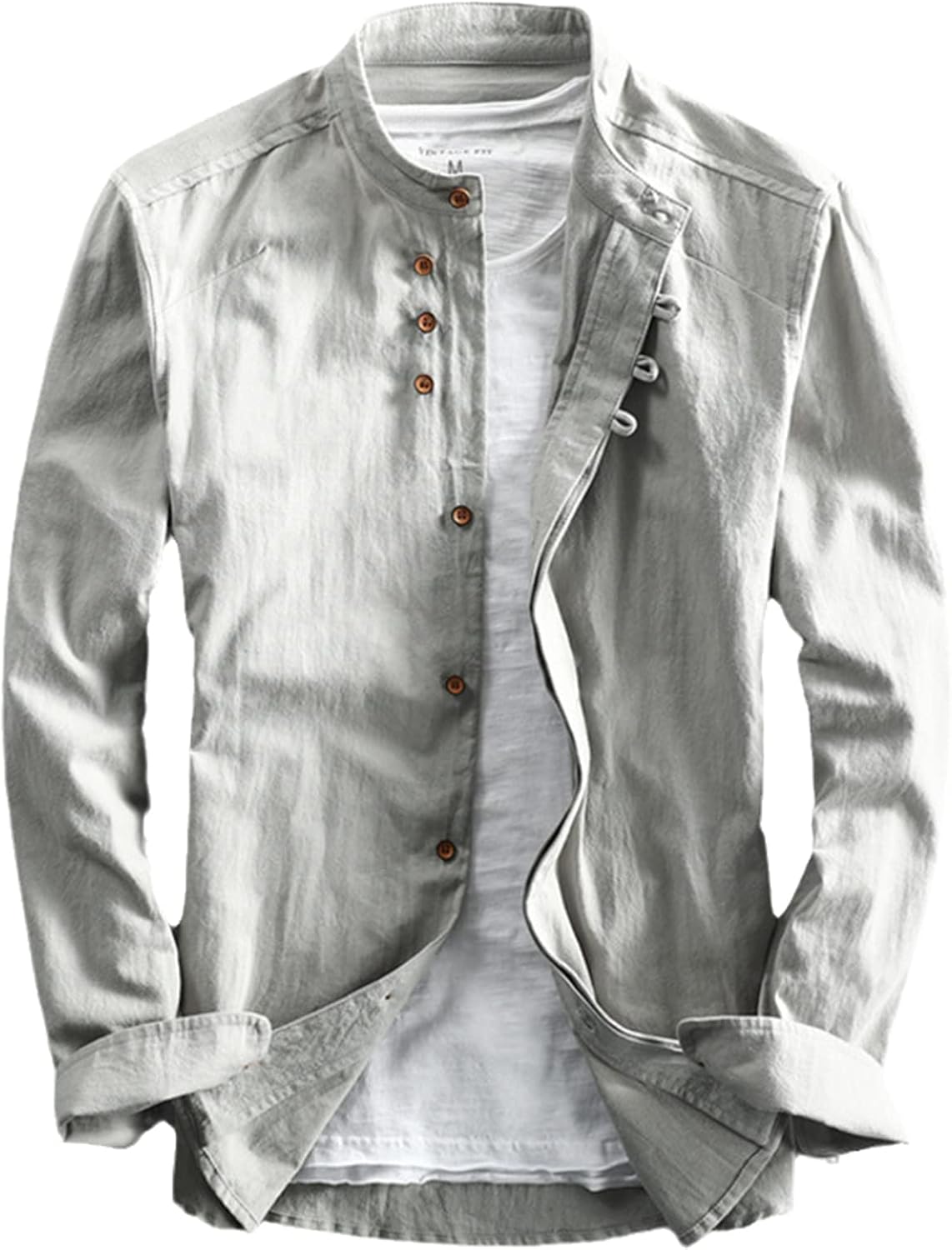 Camisa de lino con cuello mao