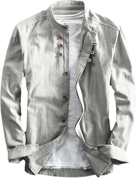 Camisa de lino con cuello mao