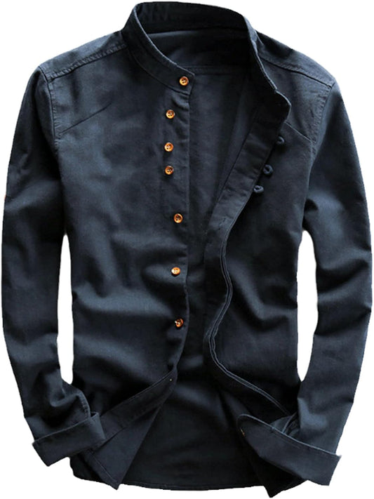 Camisa de lino con cuello mao