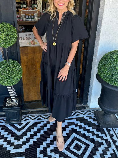 Mara - Vestido midi de manga corta