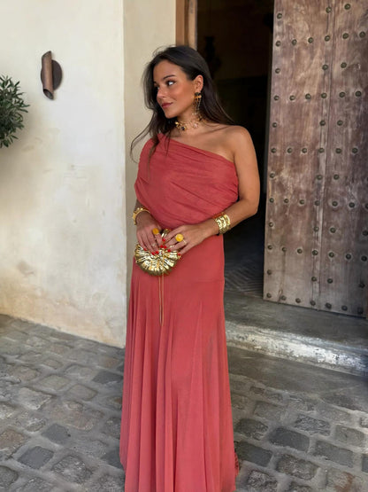 Toledo™ | Vestido largo de malla con un solo hombro