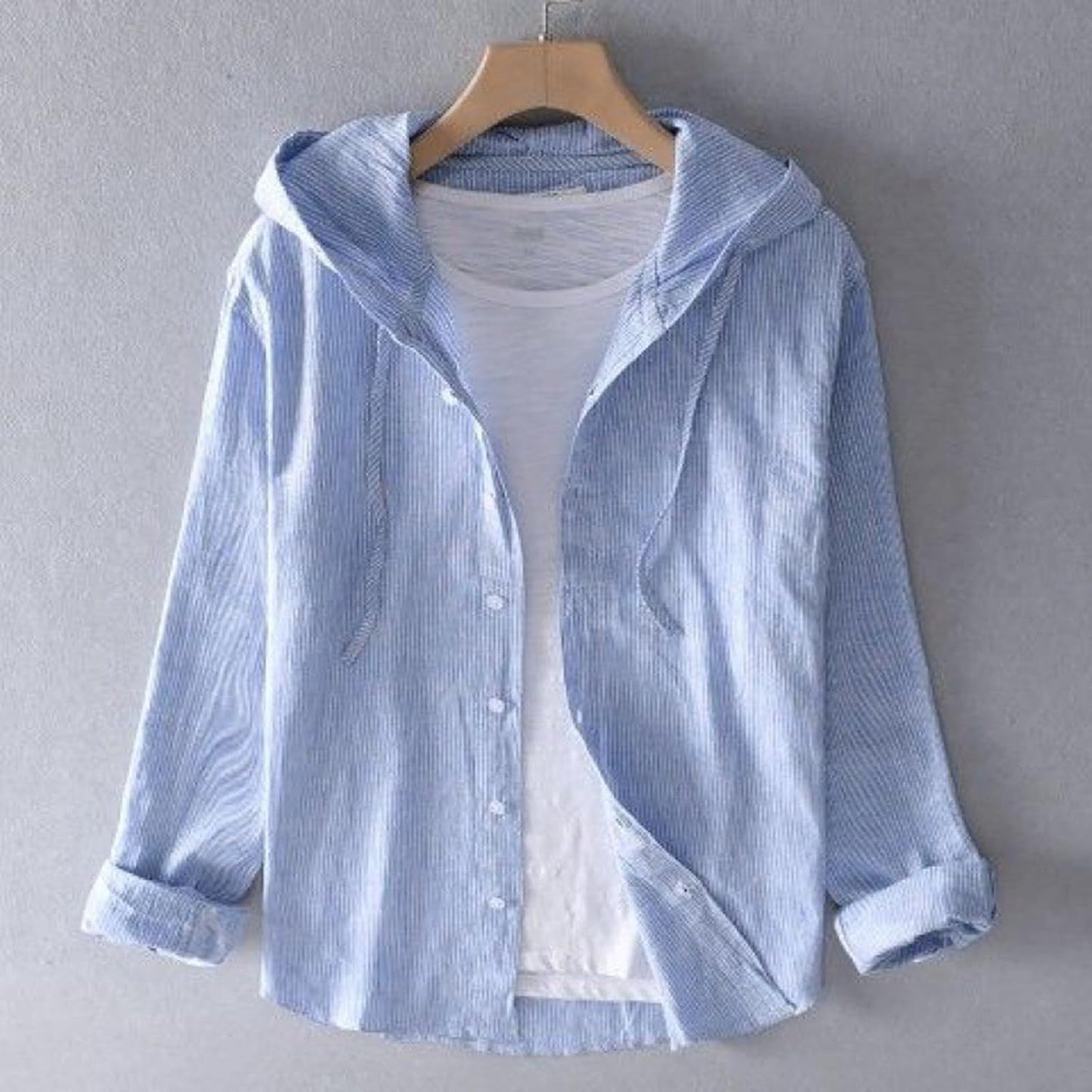 Sobrecamisa de lino con capucha