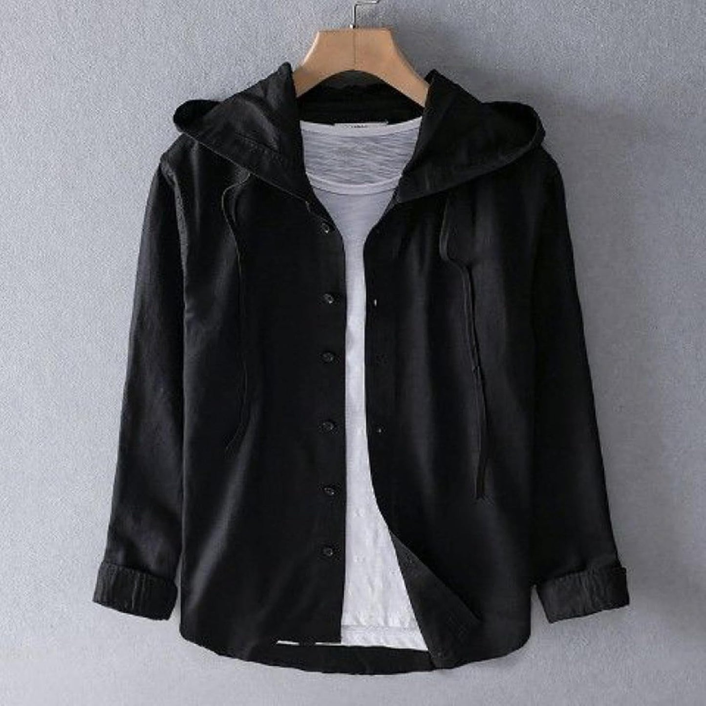 Sobrecamisa de lino con capucha