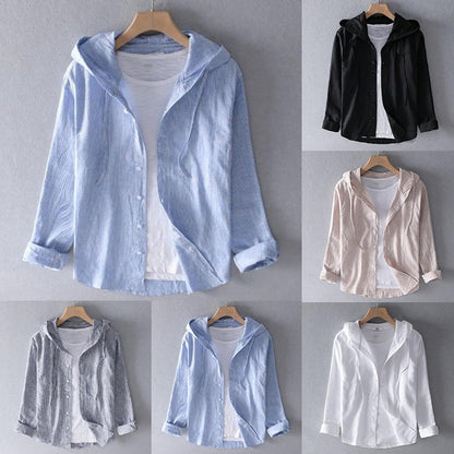 Sobrecamisa de lino con capucha