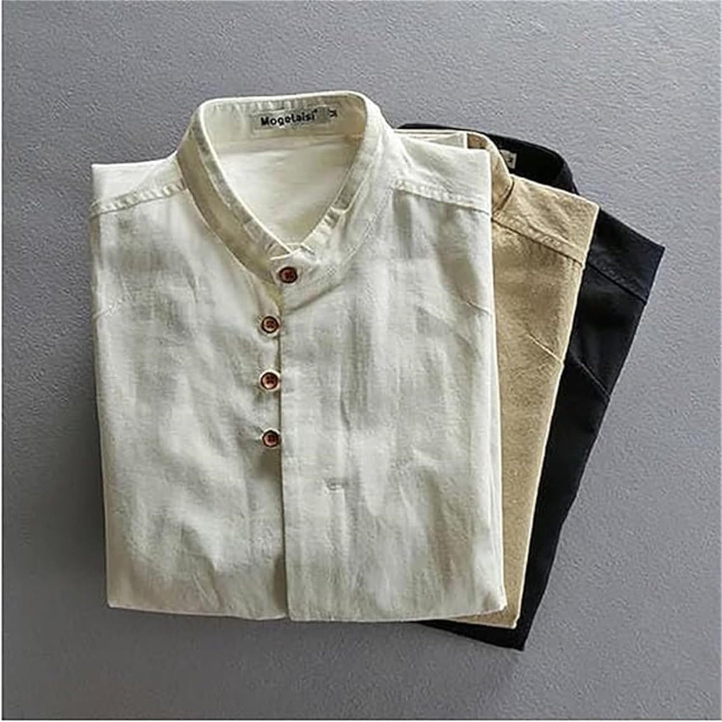 Camisa de lino con cuello mao