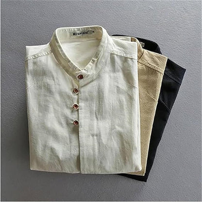 Camisa de lino con cuello mao
