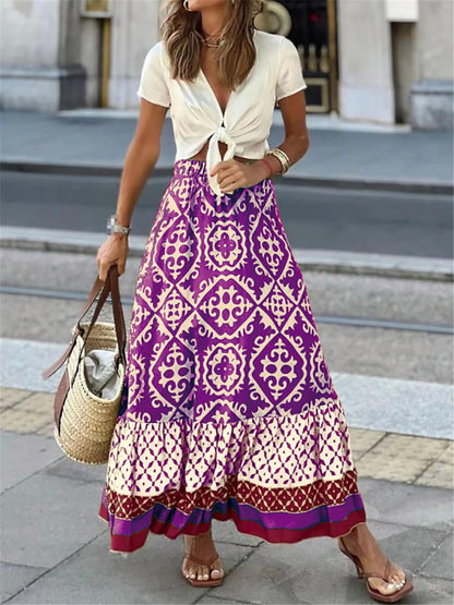 Falda maxi estampada