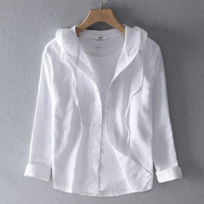 Sobrecamisa de lino con capucha