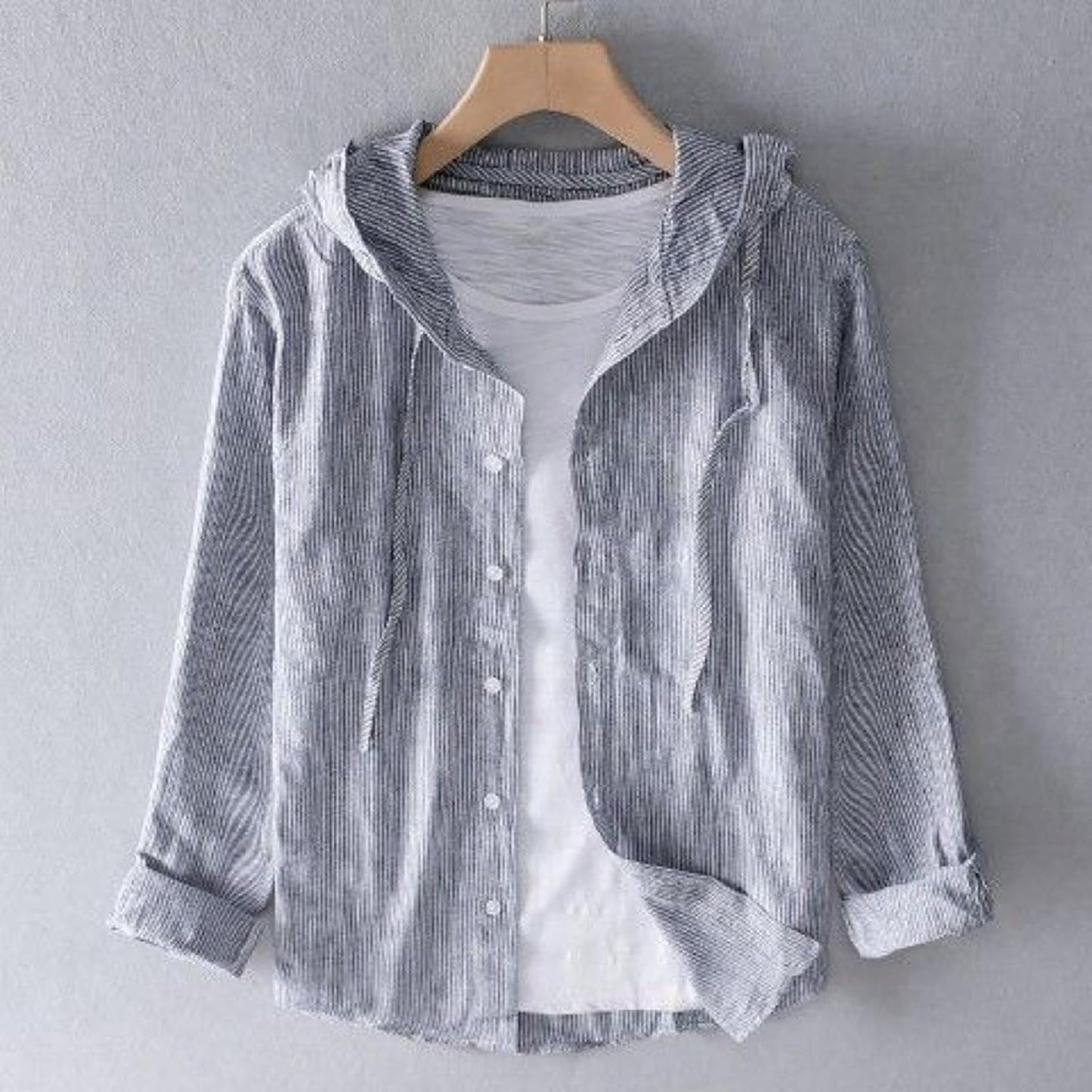 Sobrecamisa de lino con capucha
