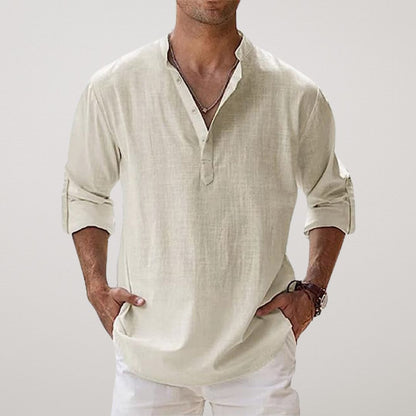 Lenoir™ | Chemise Henley en coton effet lin