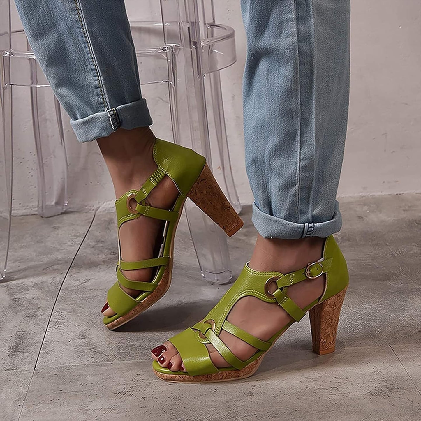 Sandra - Sandalias de cuero con tacón