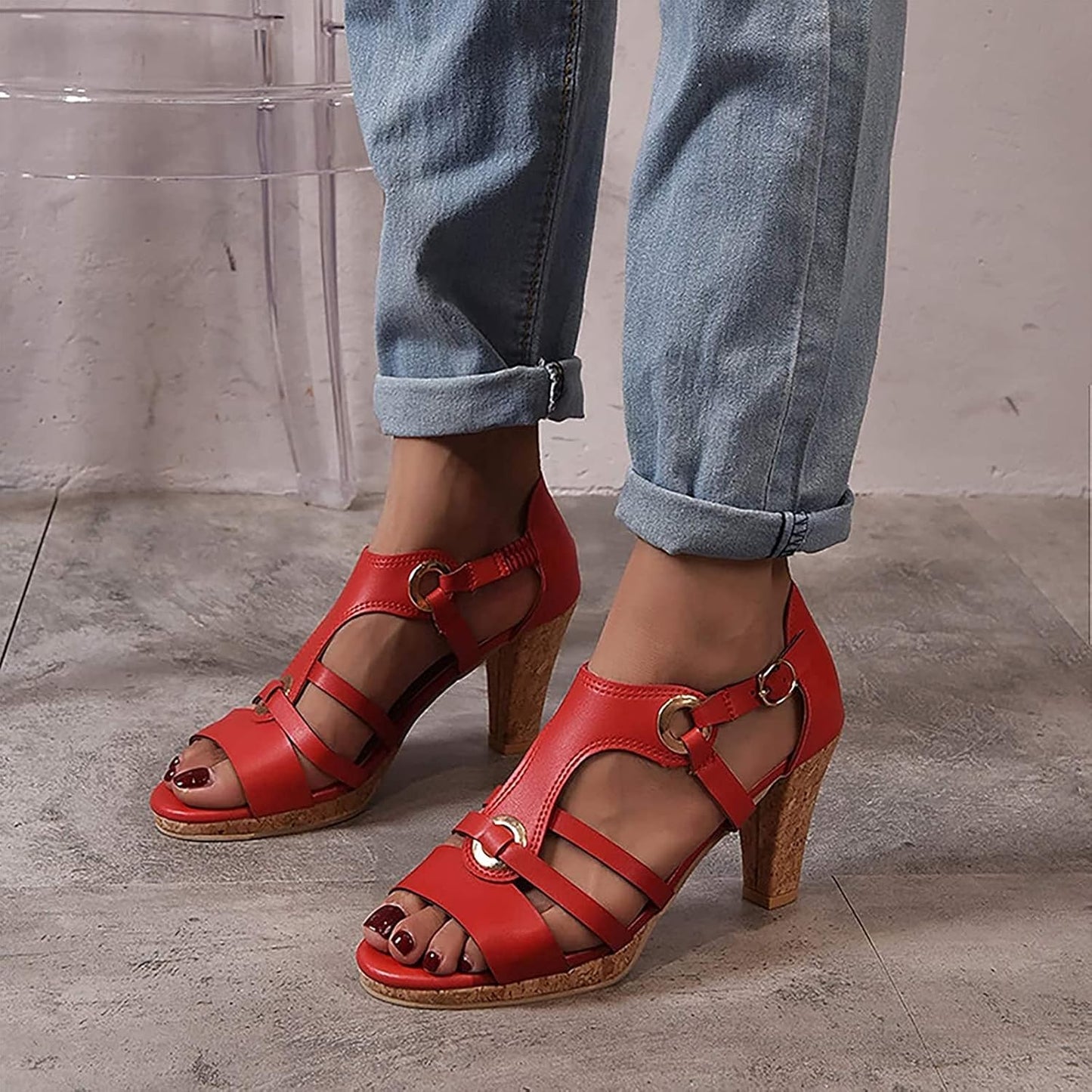 Sandra - Sandalias de cuero con tacón