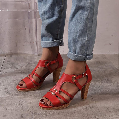 Sandra - Sandalias de cuero con tacón