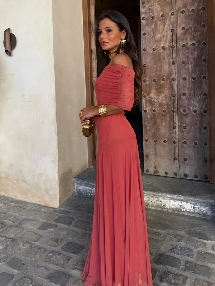 Toledo™ | Vestido largo de malla con un solo hombro