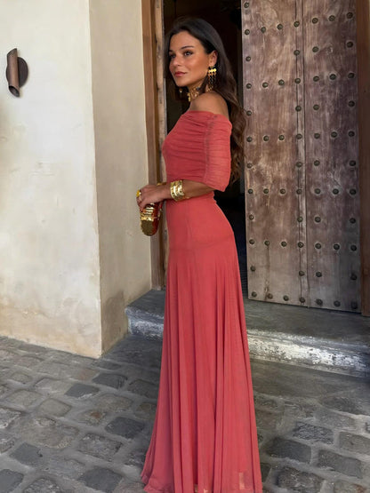 Toledo™ | Vestido largo de malla con un solo hombro