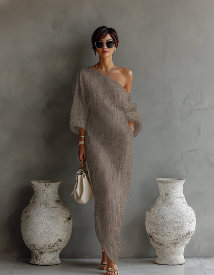 ARIADNA™ | Vestido Asimétrico Marfil