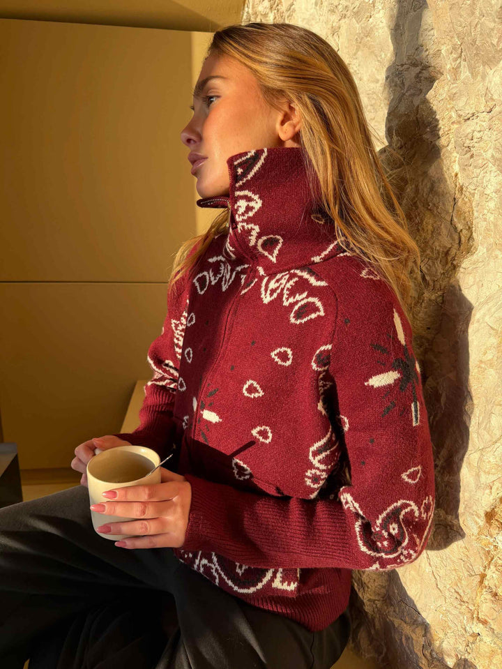 Danna™ – Jersey de punto con cuello alto y cremallera