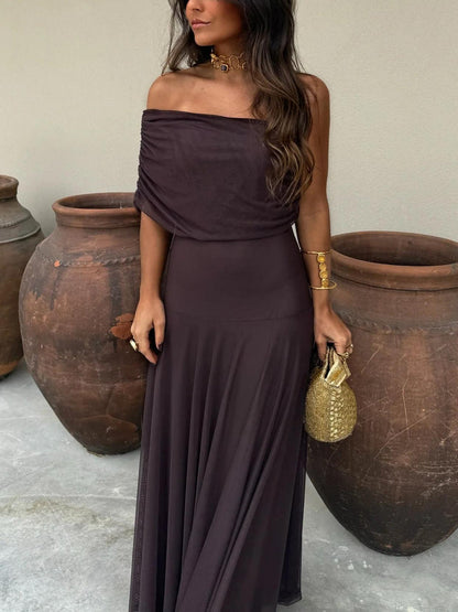 Toledo™ | Vestido largo de malla con un solo hombro