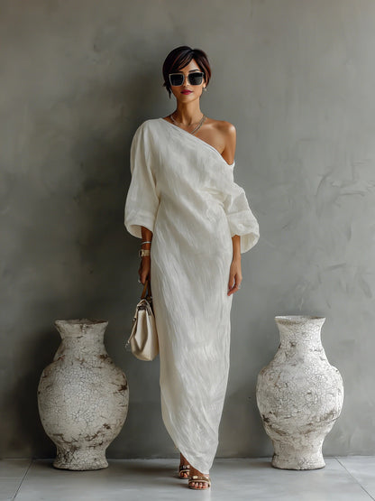 ARIADNA™ | Vestido Asimétrico Marfil