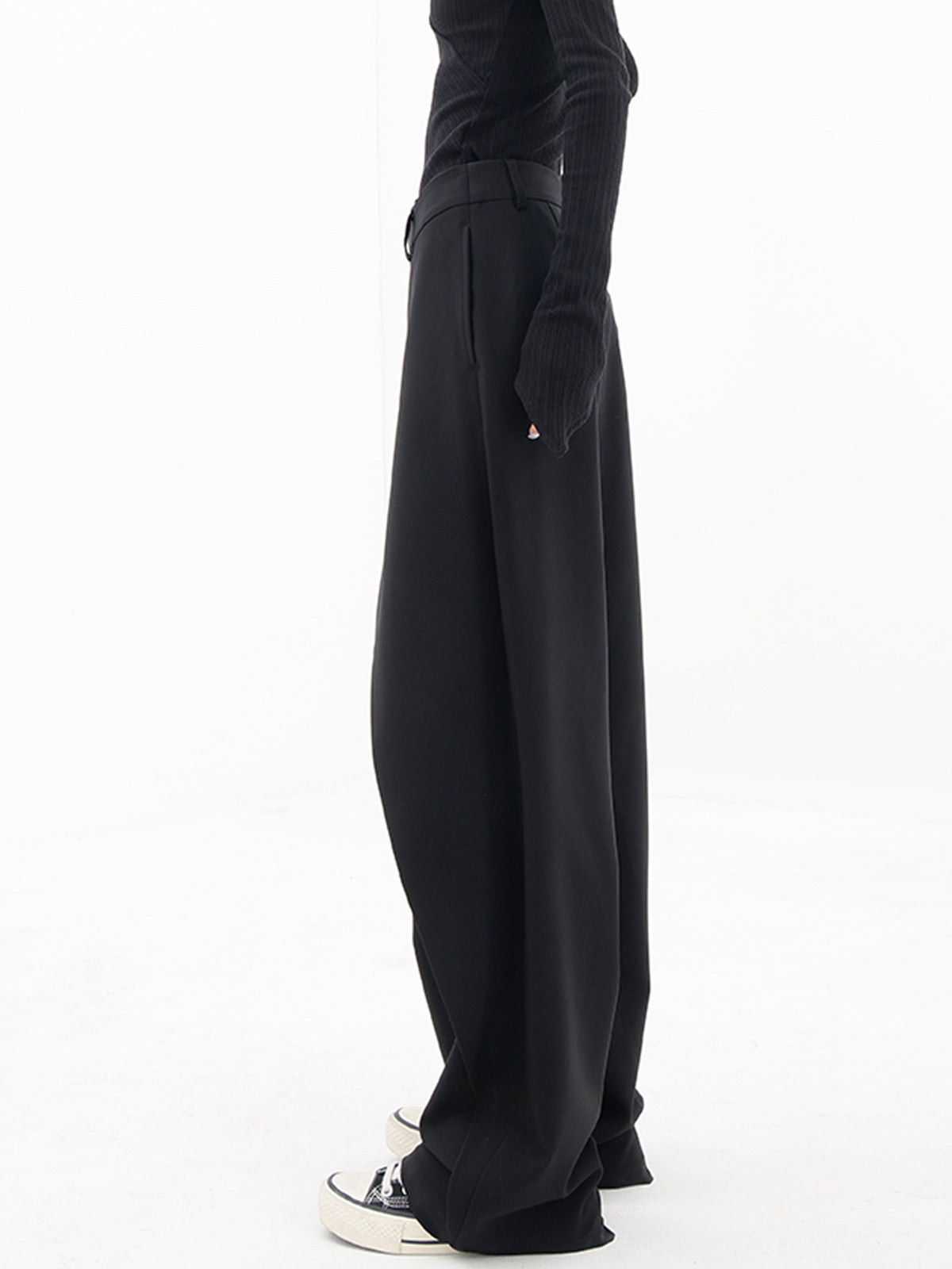 Pantalones de Vestir con Botones y Capas Asimétricas