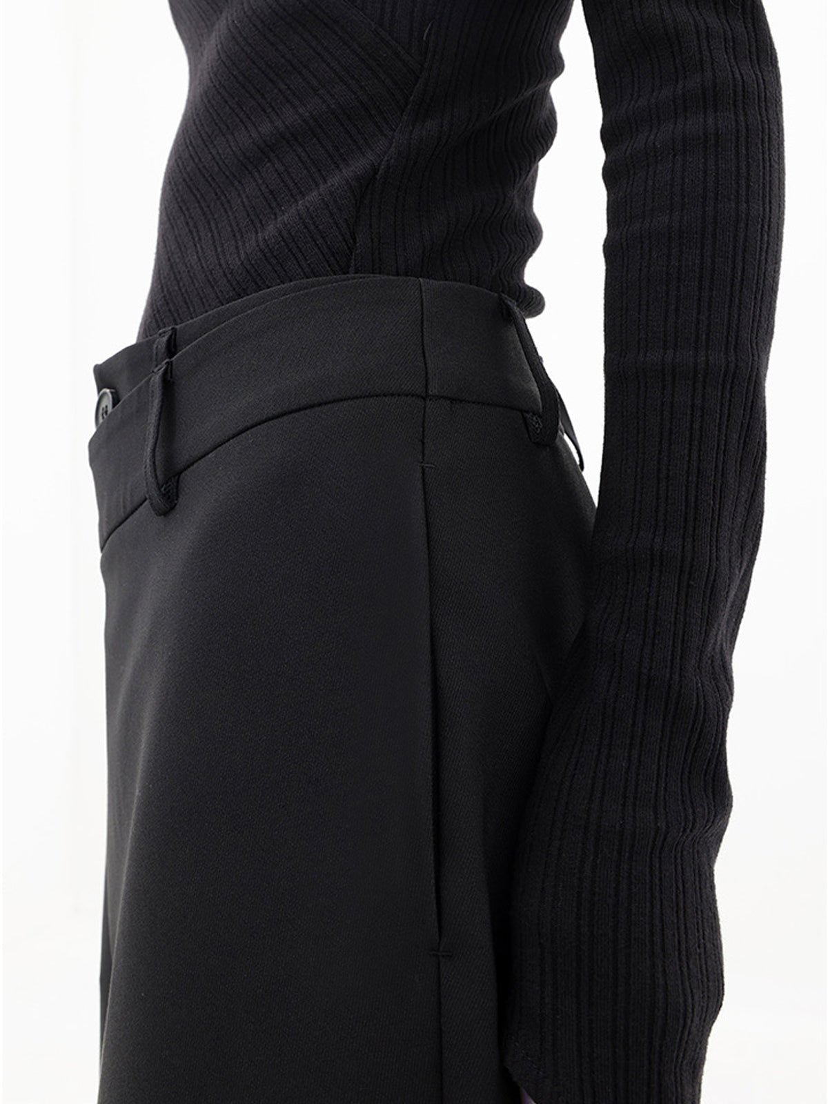 Pantalones de Vestir con Botones y Capas Asimétricas