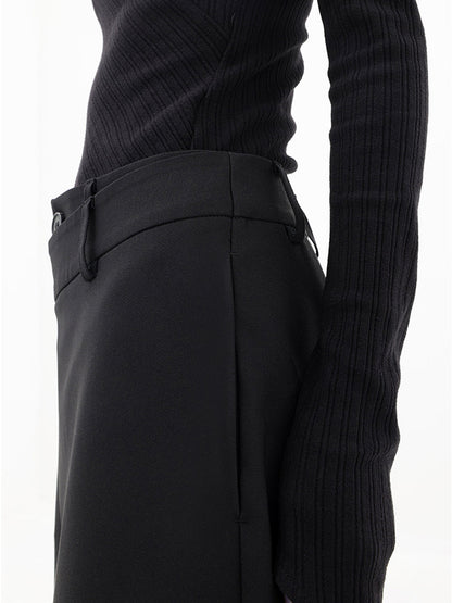Pantalones de Vestir con Botones y Capas Asimétricas