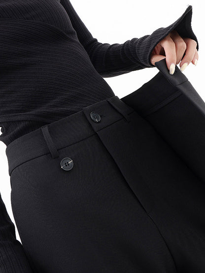 Pantalones de Vestir con Botones y Capas Asimétricas