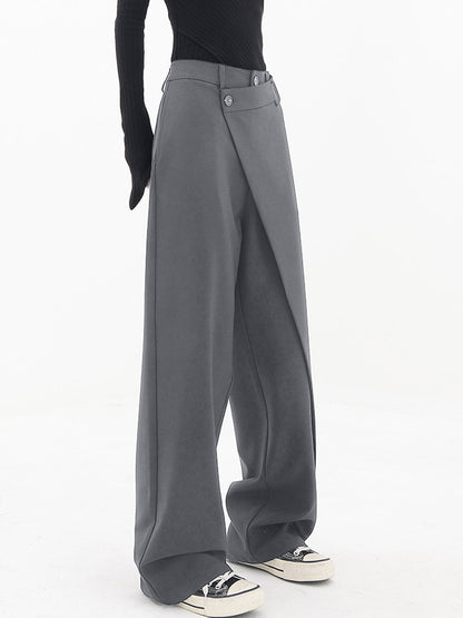 Pantalones de Vestir con Botones y Capas Asimétricas