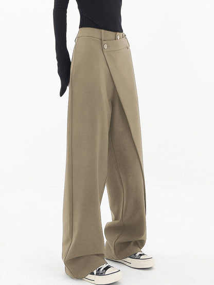 Pantalones de Vestir con Botones y Capas Asimétricas