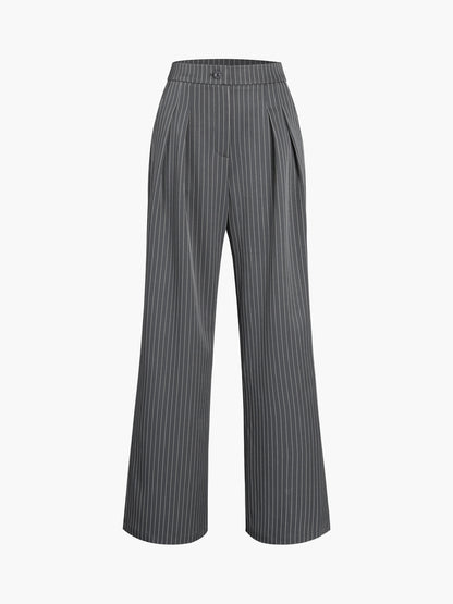 Pantalones Anchos Plisados con Rayas Diplomáticas