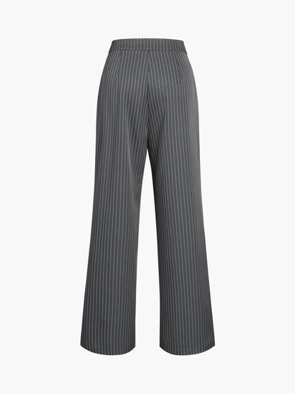 Pantalones Anchos Plisados con Rayas Diplomáticas
