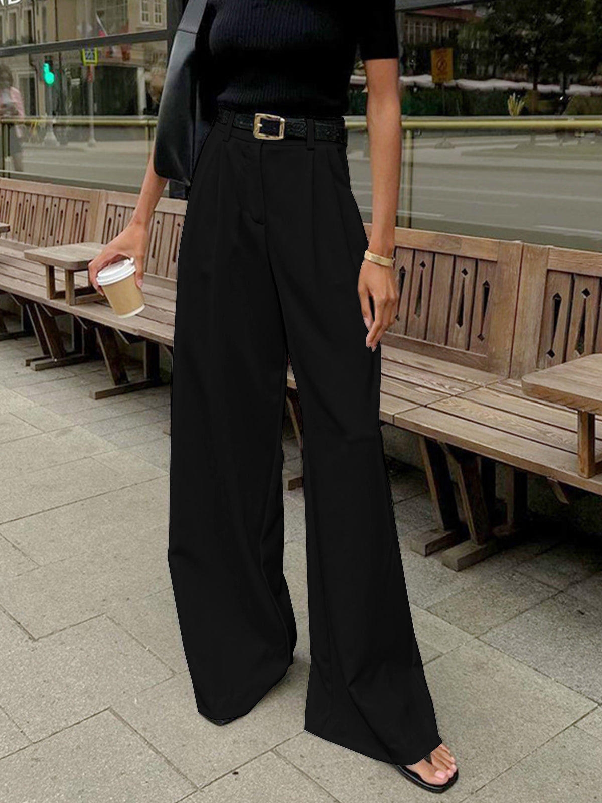 Pantalones Anchos Lisos