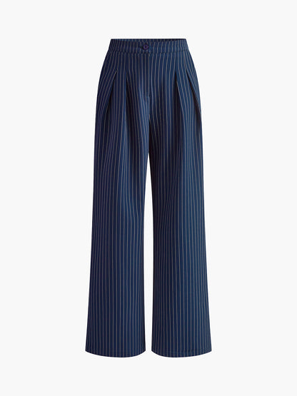 Pantalones Anchos Plisados con Rayas Diplomáticas