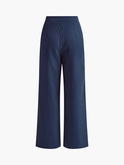 Pantalones Anchos Plisados con Rayas Diplomáticas