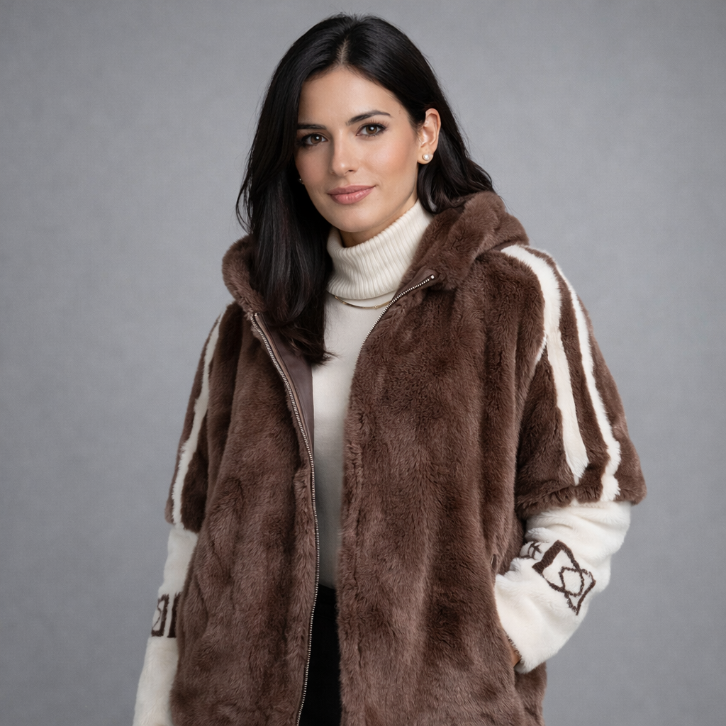 VALERIA™ | Abrigo Premium Efecto Piel con Capucha