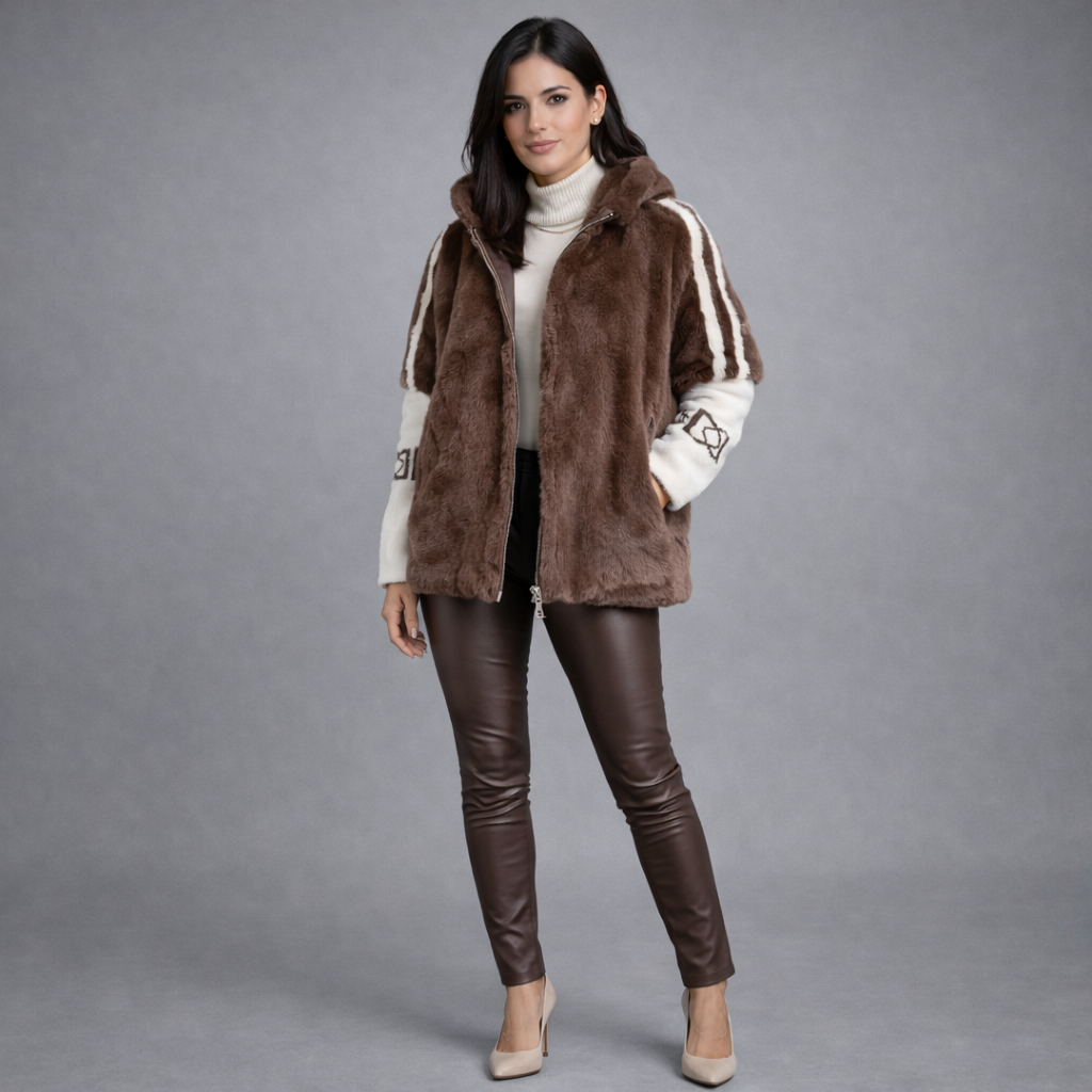 VALERIA™ | Abrigo Premium Efecto Piel con Capucha