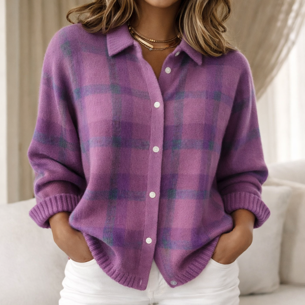 ANNA | CÁRDIGAN DE PUNTO A CUADROS ELEGANTE Y CÓMODO