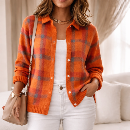 ANNA | CÁRDIGAN DE PUNTO A CUADROS ELEGANTE Y CÓMODO