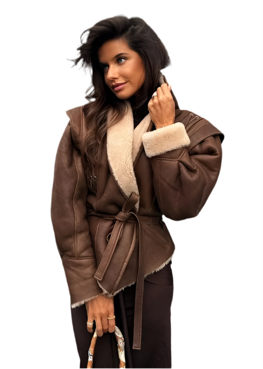 MARBELLA | CHAQUETA DE PIEL CRUZADA