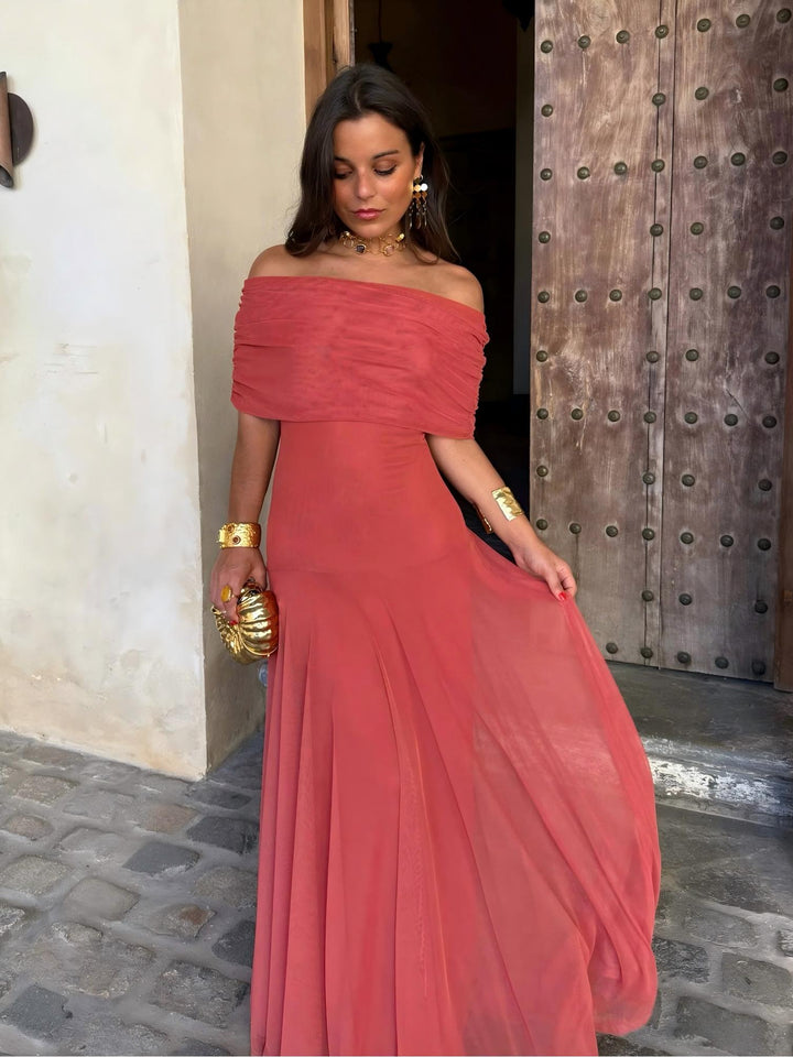 Toledo™ | Vestido largo de malla con un solo hombro