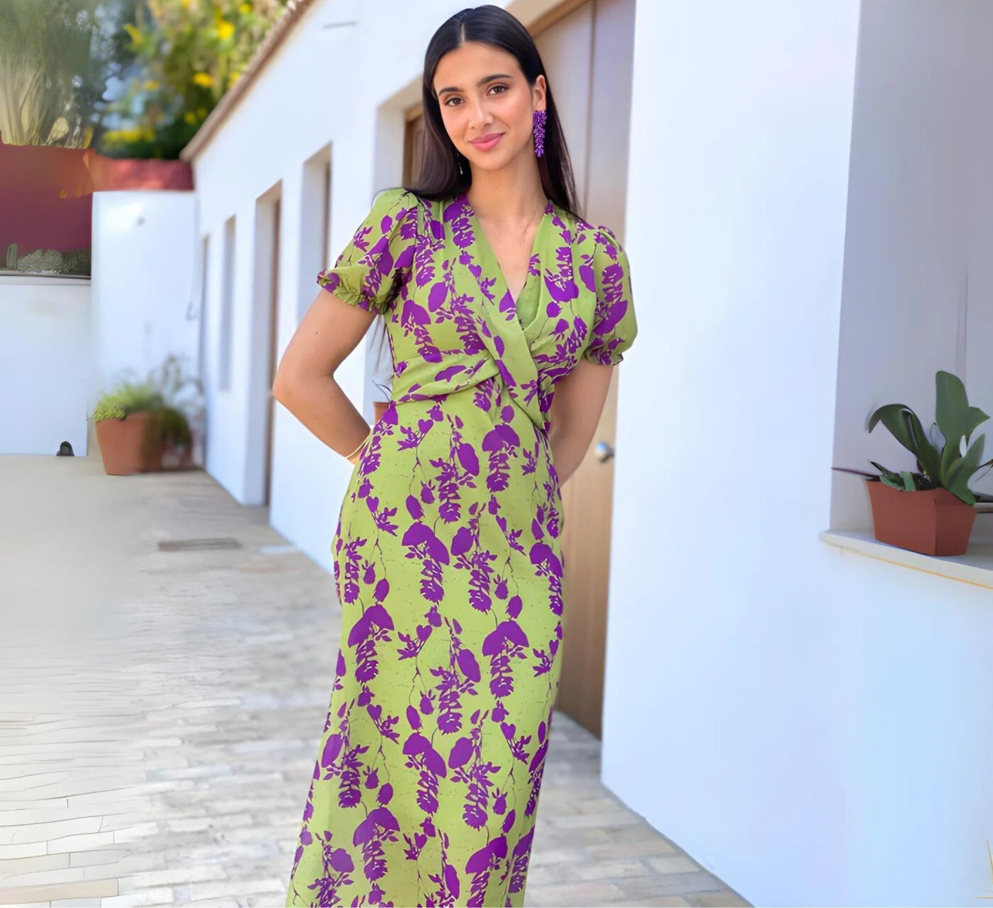 Elisa - Vestido estampado de manga corta